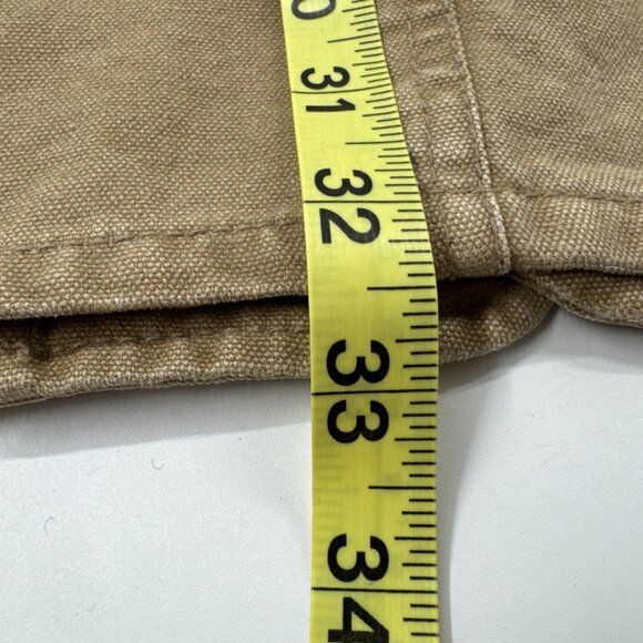 American Eagle Mens Chore Barn Coat Canvas Leather Collar Tan Button Medium - Picture 8 of 16